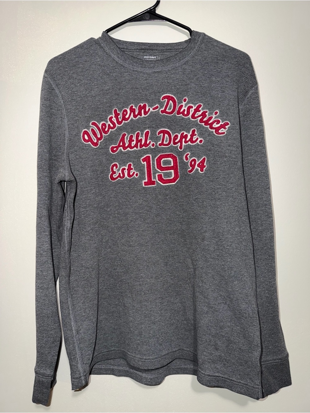 Old Navy Men’s Large Gray Graphic Thermal Long Sleeve Shirt